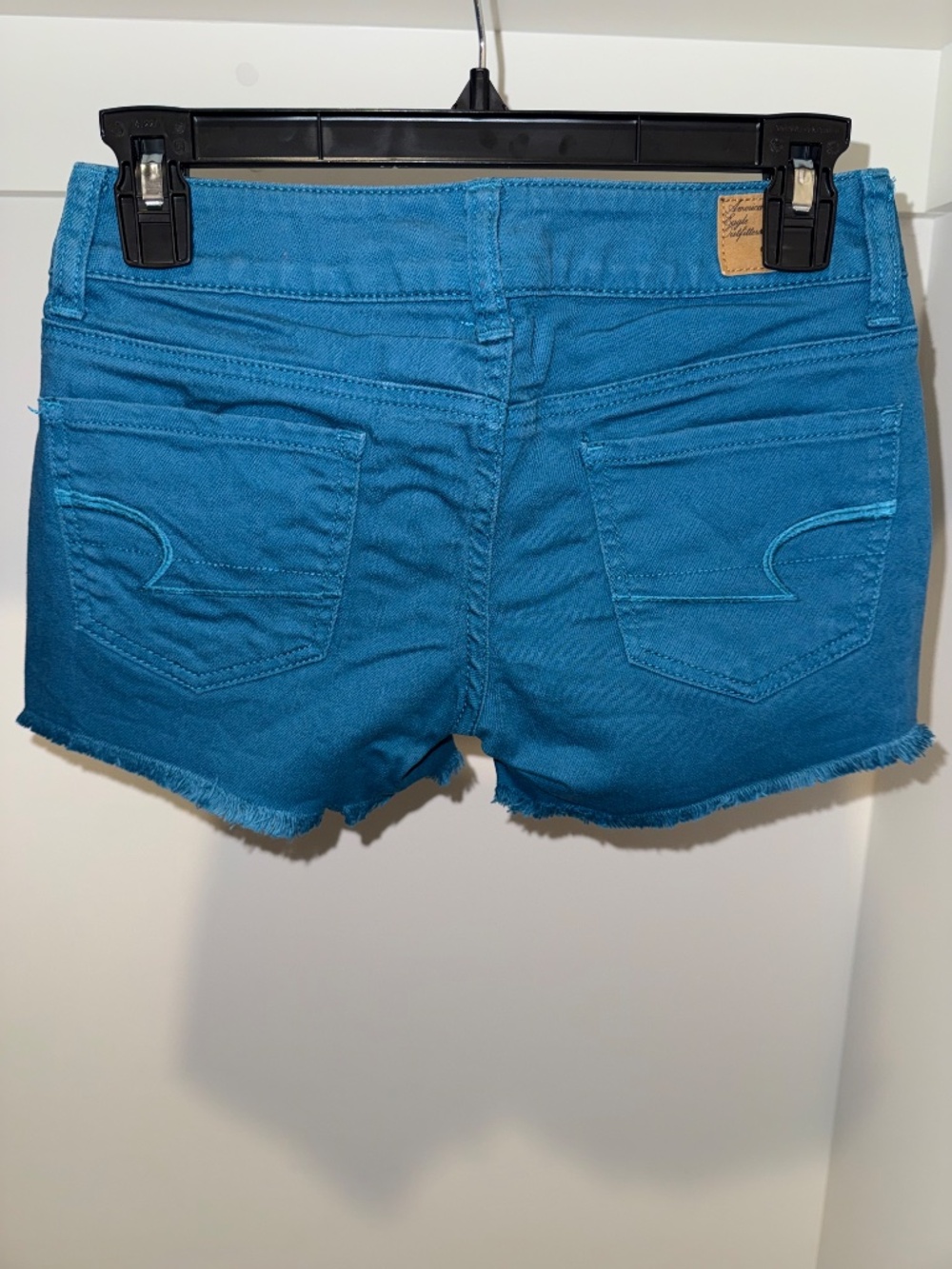 Vintage American Eagle Teal Blue Stretch Denim Cutoff Shorts Size 00